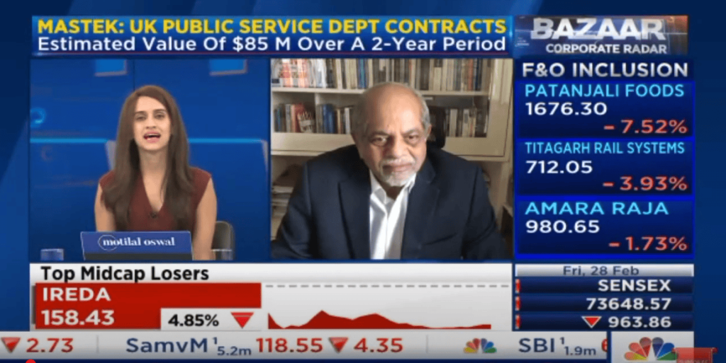 CNBC18TV corporate Radar Mastek