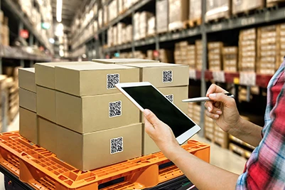 Industrial 4.0 , Augmented reality and smart logistic concept