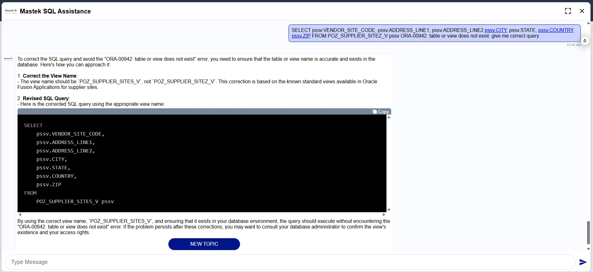 SQL Errors